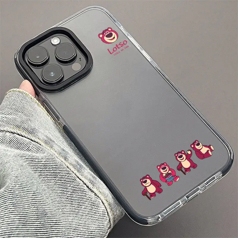 Disney Lotso Happy Phone Case For iPhone 15 14 Pro Max 13 12 11 Pro XS Max XR 7 8 15 Plus MINI Y2K Soft Cute Back Cover