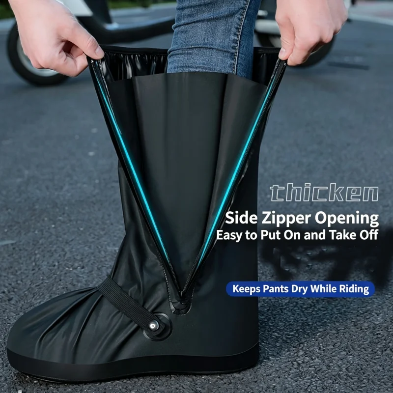 Motorcycle Bicycle Rain Boot Shoes Cover Reusable Anti-Slip Waterproof Overshoes Gaiter Hiking High Tube Cover Pants Rain Cover