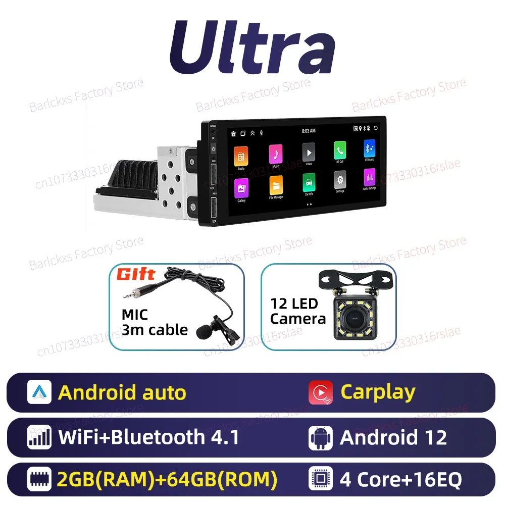 CarPlay Android Autoradio 1 Din Head Unit voor Renault Twingo II 2007-2016 Autoradio met Navigatie BT Multimedia