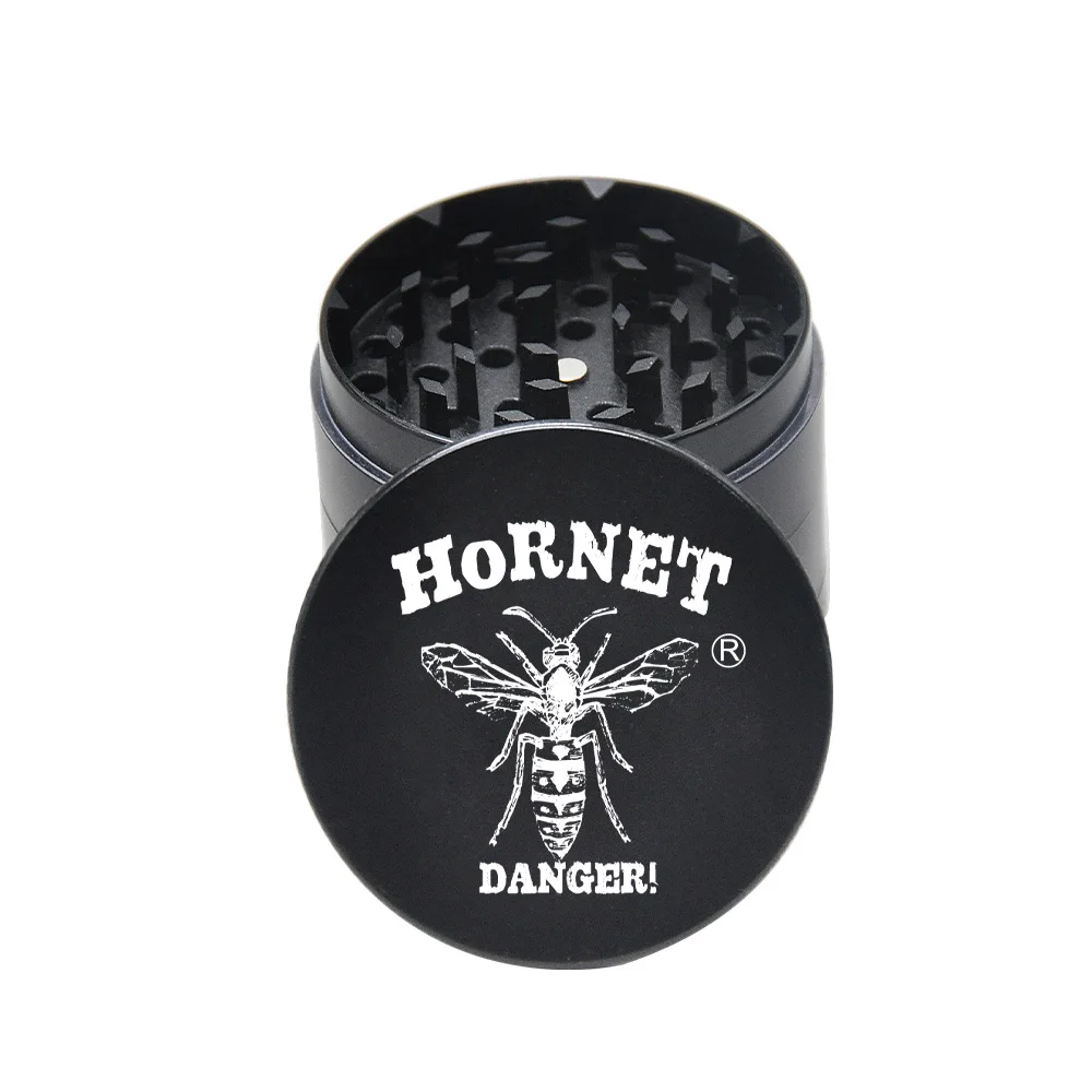 HORNET Metal Herb With Pollen Catcher Tray 56MM 4 Piece Razor-Sharp Teeth Zinc Alloy Herb Grinders accesorios para fumar