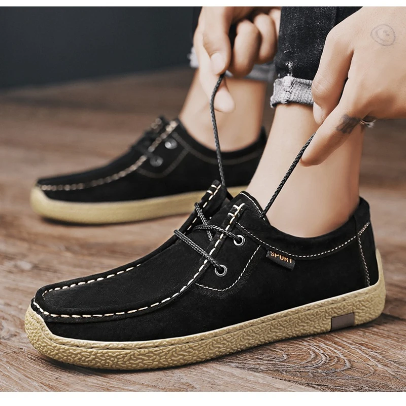 

High-quality New Men's Retro Style Color-blocked Soft-soled Lightweight Wearable and Fashionable Casual Walking Loafers