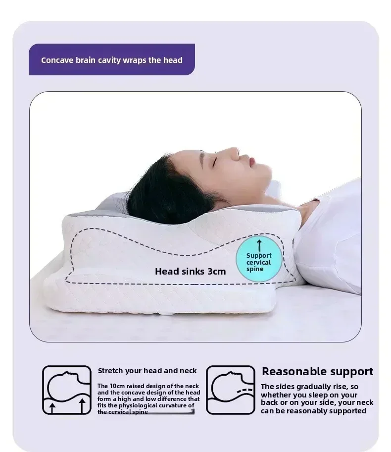 2-in-1 Ergonomic Molded Orthopedic Pillow One Unit Foam Cervical Cushion Comfortable Neck Support Pad for Sore Neck Relief Use