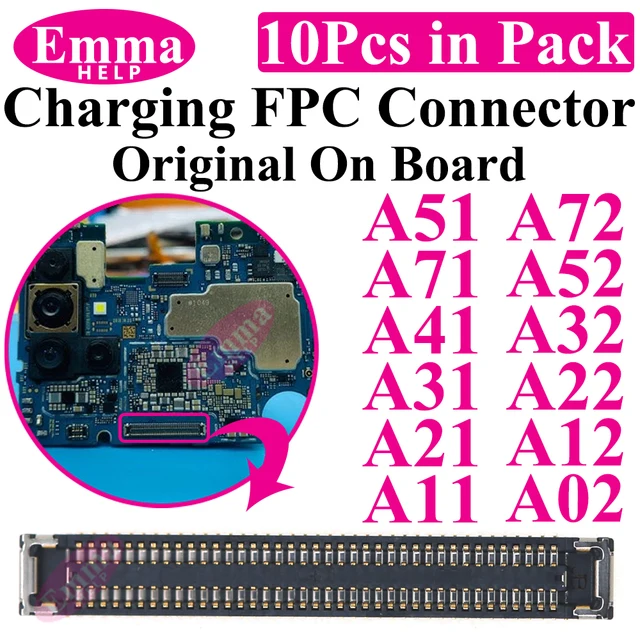 10cs Złącze USB do ładowania FPC do Samsung A51 31 A71 A41 A21 A52 A32 A22 A12 A72 A02 Wtyczka ładowarki na płycie głównej 78Pin