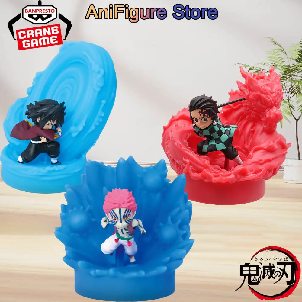 Figura Coleccionable Original Banpresto de Demon Slayer: Kimetsu no Yaiba, Tanjiro, Giyu, Tomioka y Akaza, en Caja, Disponible en Stock