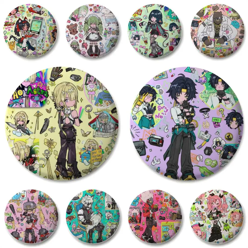 Zzz Zenless منطقة صفر مخطط شارات مستديرة رائعة شارة دبابيس الإبداعية للملابس قبعة ظهره هدية الملحقات