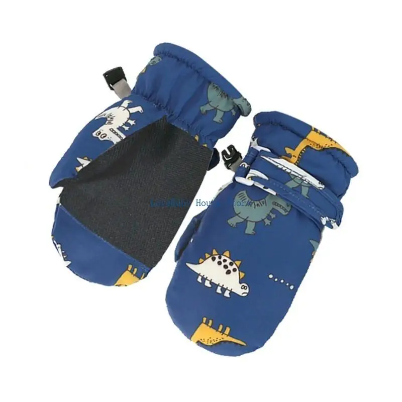 BX0D Luvas neve ajustáveis ​​Luvas neve à prova d'água Luvas esqui à prova vento desenho animado Luvas design