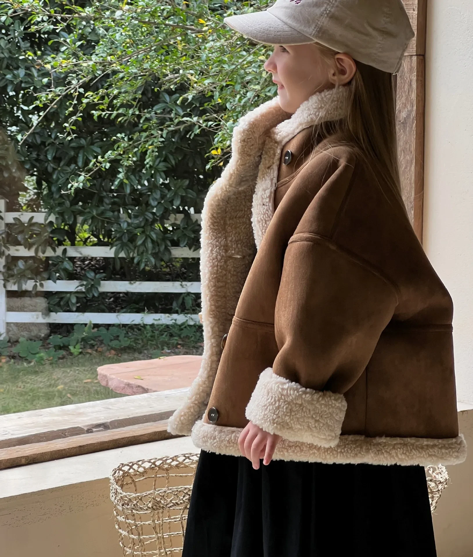 Girls Coat Autumn and Winter New Retro Lamb Wool Children's Fur Integrated Stand Up Collar Casua Coat Kids Jackets for Girls