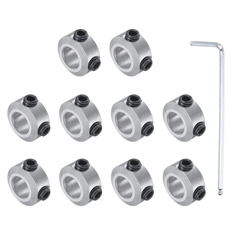 ABLA-Axle Collars 10Pack 6Mm Bore 6Mm Thickness Aluminum Alloy Shaft Collar 12Mm OD Locking Ring With Ball Head Hex Key
