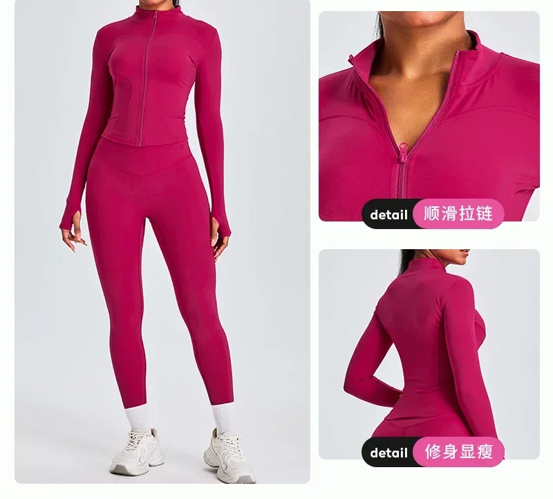 Sports Outfit for Women Women's Two Pieces Set Women's Outdoor Sports Fitness Jacket Yoga Pants Running Sports Suit