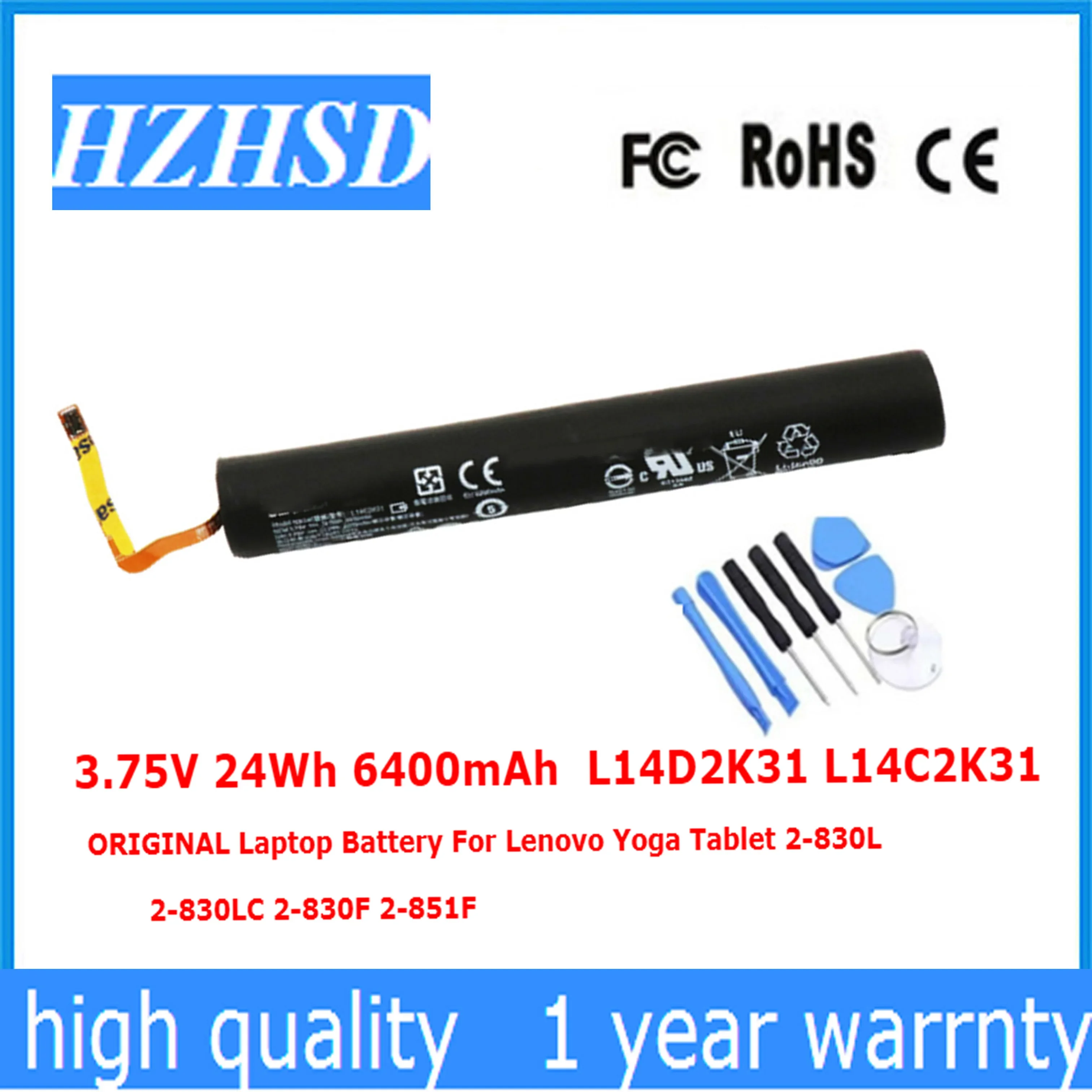 

3.75V 24Wh 6400mAh L14D2K31 L14C2K31 ORIGINAL Laptop Battery For Lenovo Yoga Tablet 2-830L 2-830LC 2-830F 2-851F