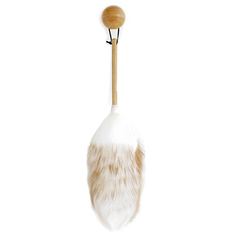 

Lambs Wool Duster With Solid Wooden Handle Leather Hang Feather Duster For Household Cleaning Sweeping Ash