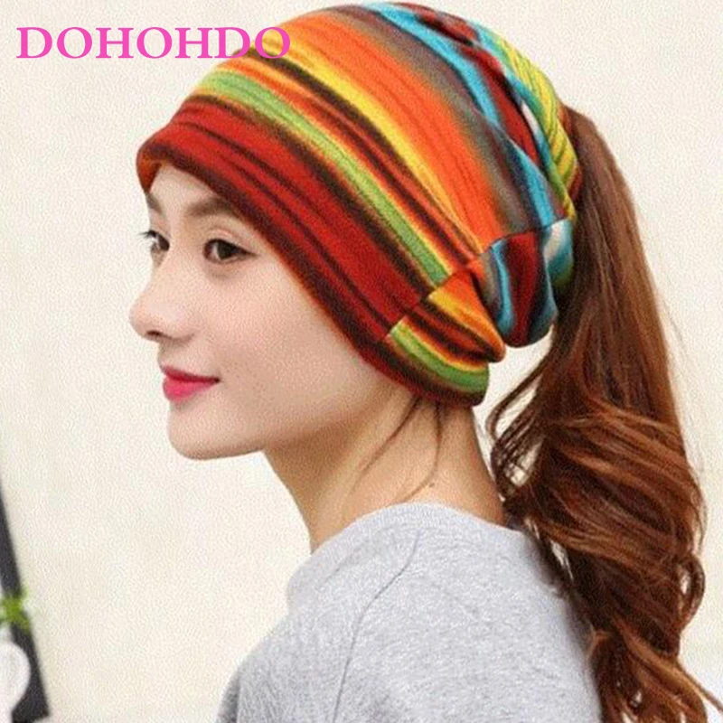 Fashion Women Beanies Caps Spring Winter Cotton Hat Fashion Cap Hip-hop Beanie Scarf Chapeu Feminino Cap 3 Way To Wear Bonnet