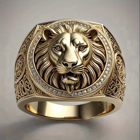 A slightly zircon Lion King ring for men and women