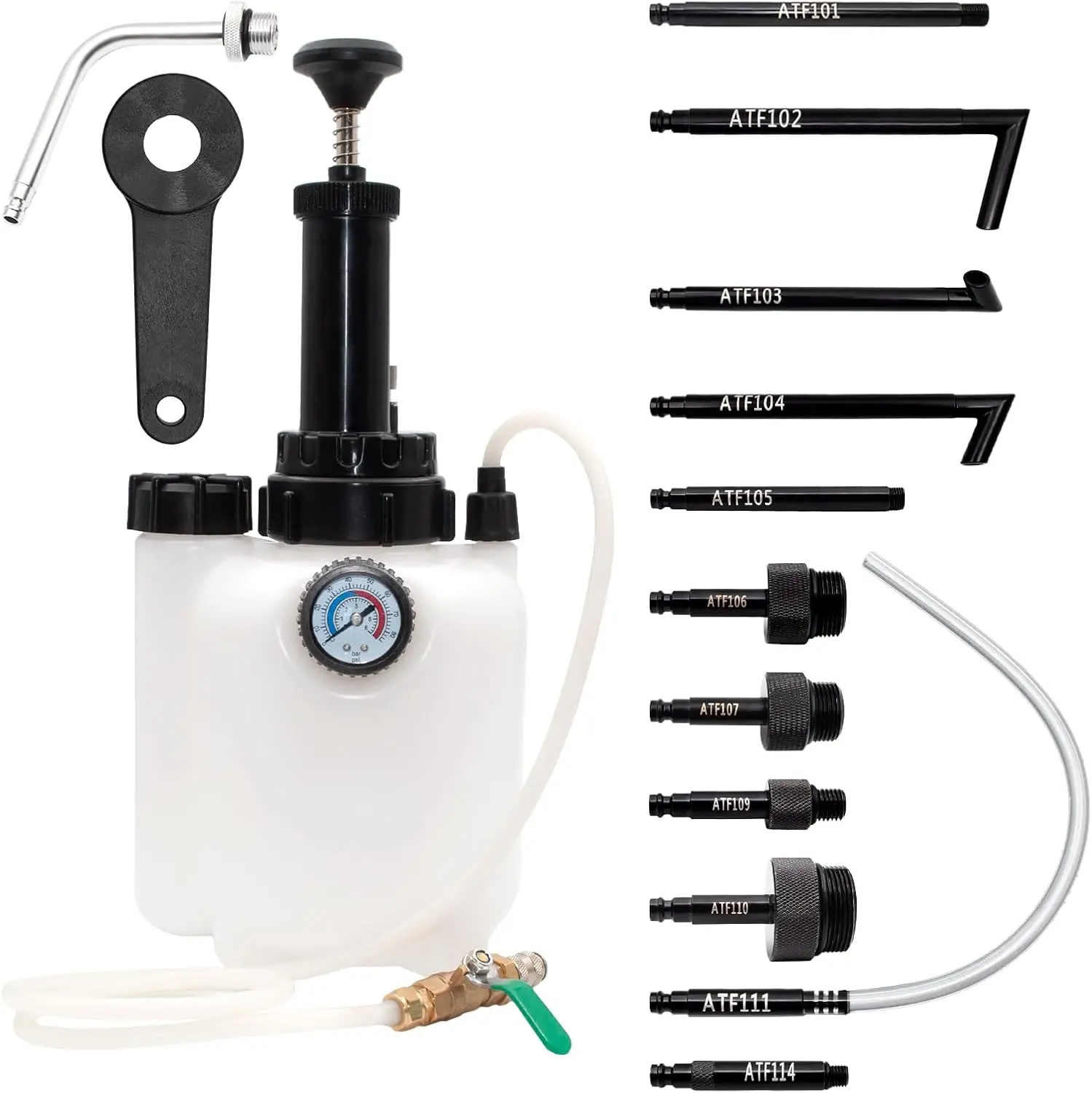 

3L Manual Transmission Fluid Pump with 12PCS ATF Adapters & Pressure Gauge