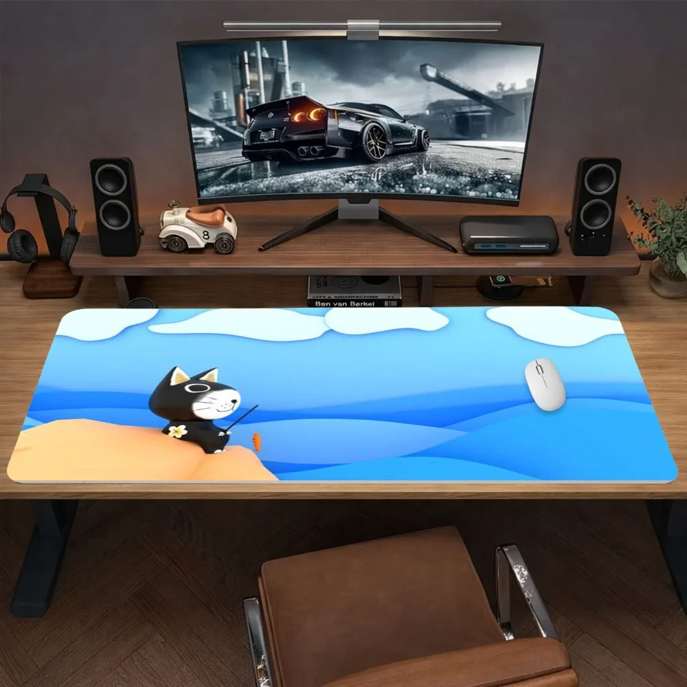Anti-slip mouse pad with ninja cat and sky cloud patterns alfombrillas para escritorio tapis de souris alfombrillas gaming