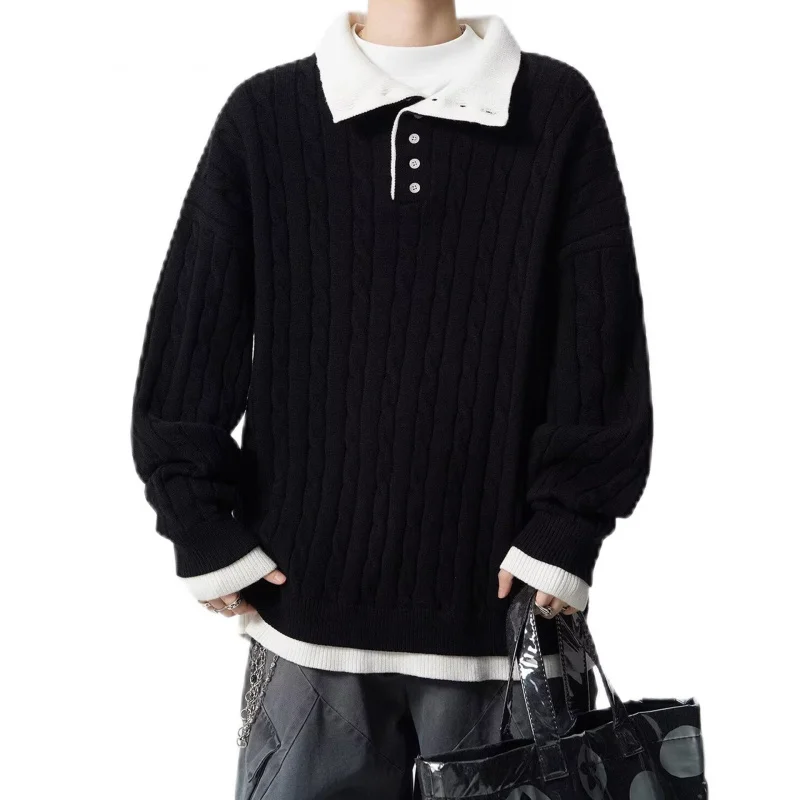 بالإضافة إلى حجم وهمية قطعتين هينلي طوق كابل متماسكة سترة الرجال السترة #2