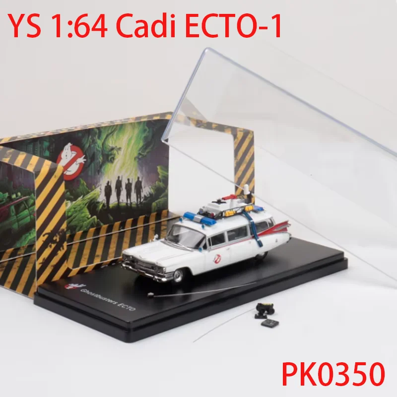 Ys 1:64 escala cadi ECTO-1 liga simulação modelo de carro coleção estática decorado presentes do feriado brinquedos lembrança presente
