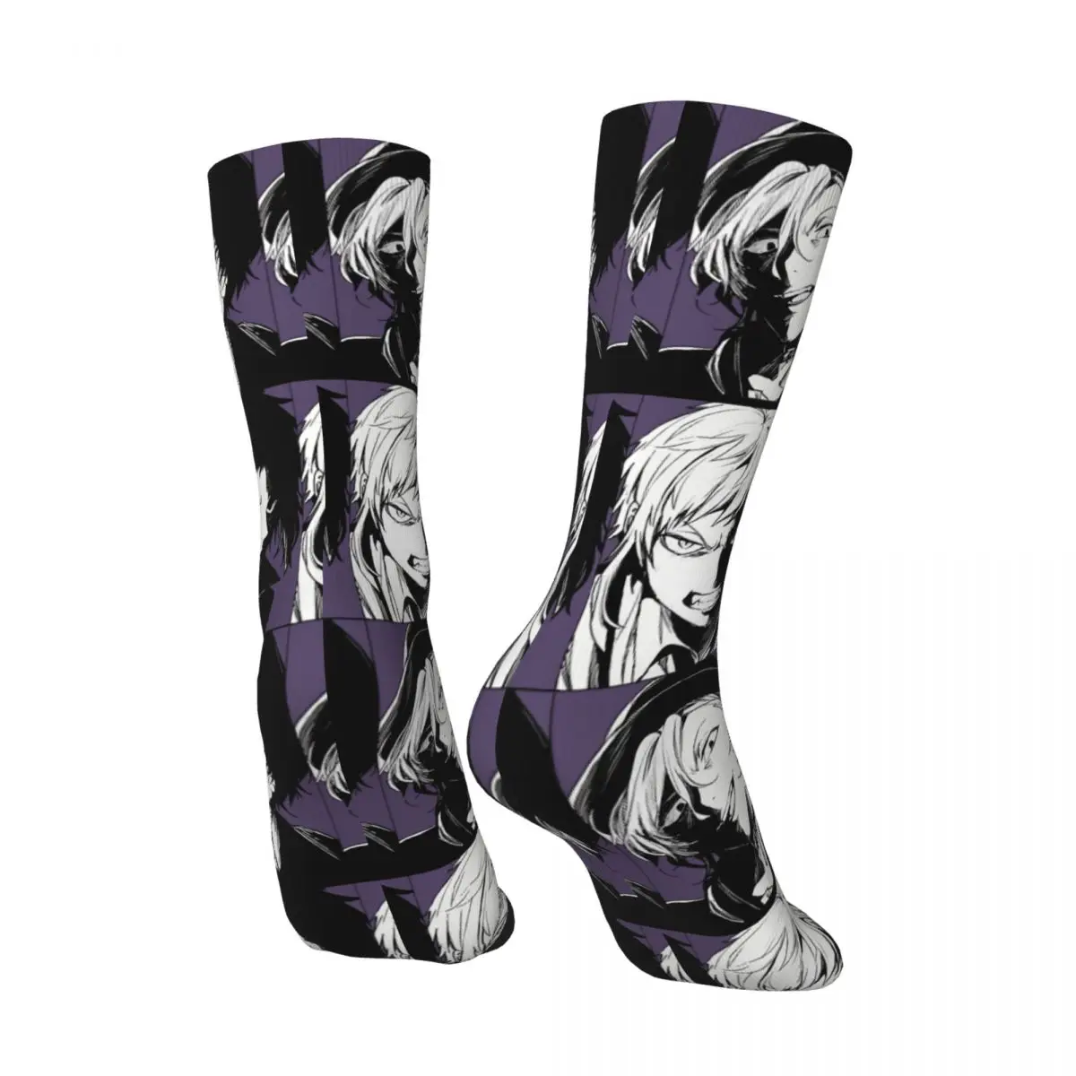 Men's Socks Dazai Osamu Nakahara Chuuya Nakajima Atsushi Akutagawa Ryunosuke Retro Bungou Stray Dogs Wan Anime Crew Sock