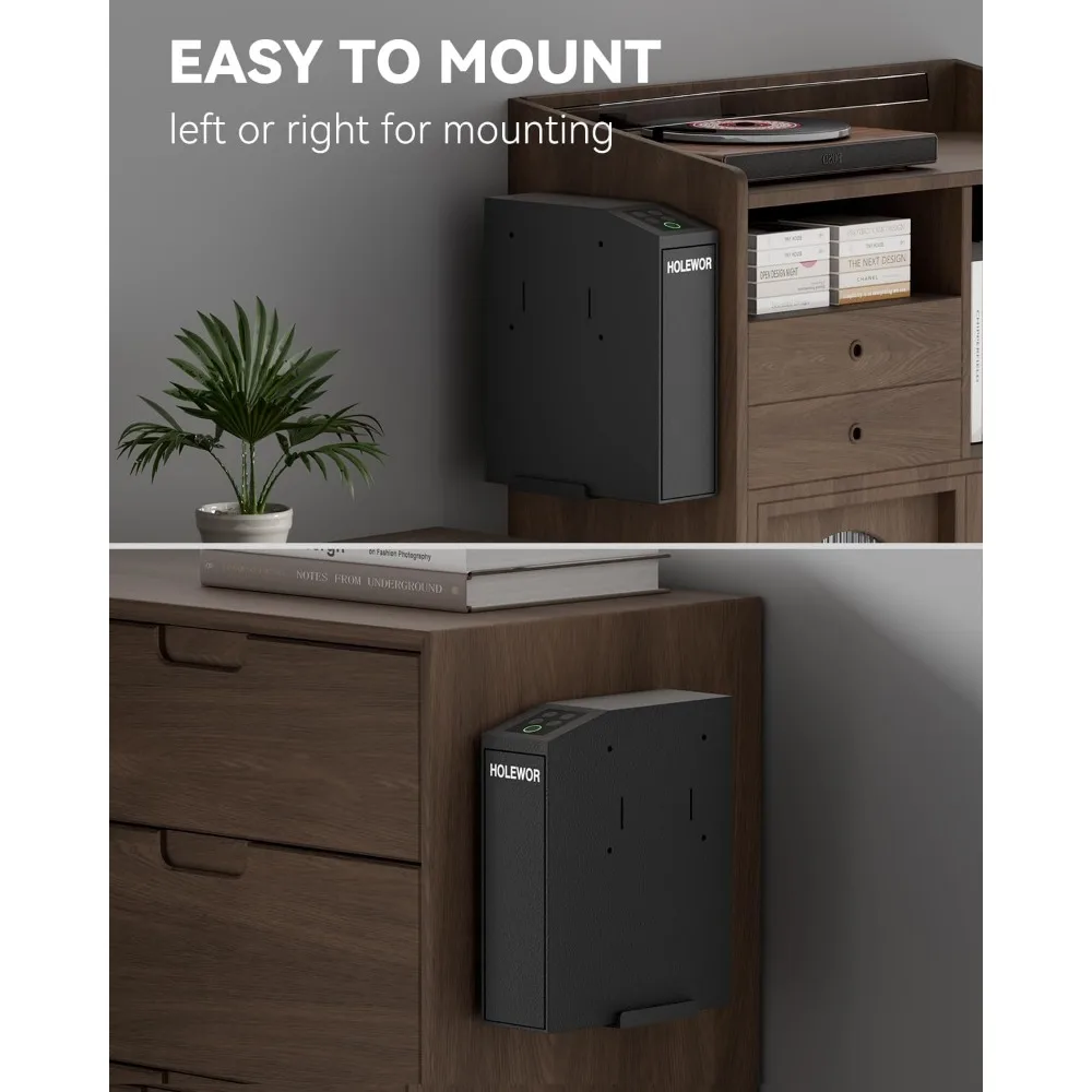 Gun Safe Biometric Pistol Safe Bedside Handgun Case, Slider Fingerprint 3 Ways Quick Access Mounted Gun Lock Box for Nightstand,