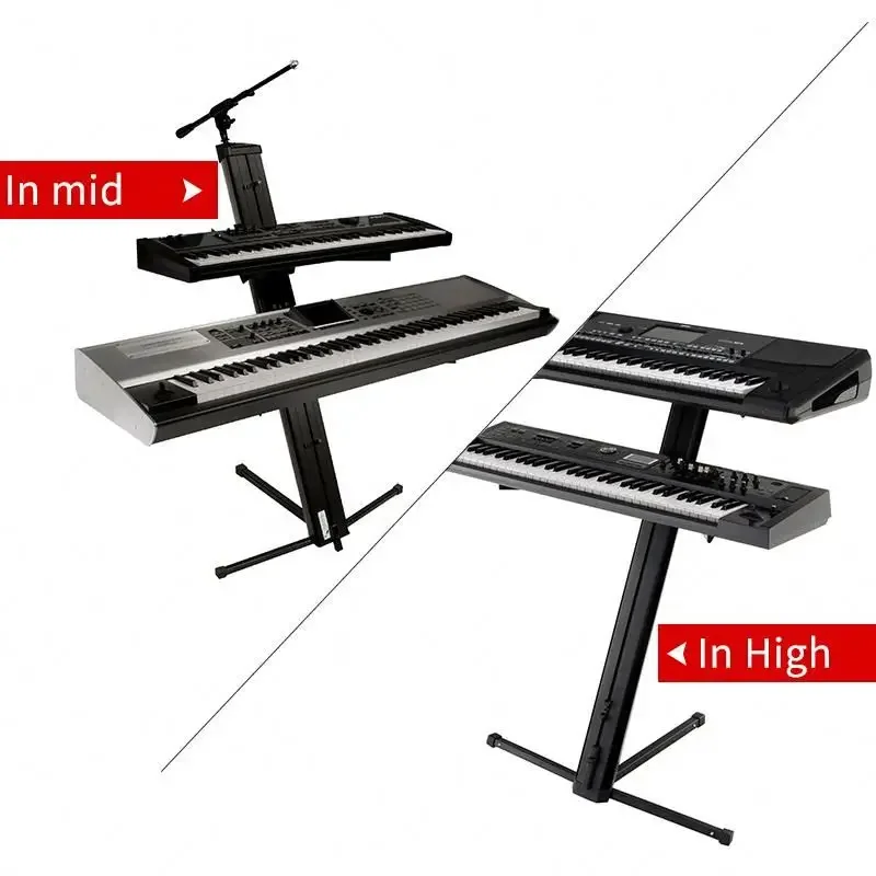 Studio Professional Portable Aluminum Column 2 Tier Spyder Keyboard Stand for Keyboard Piano