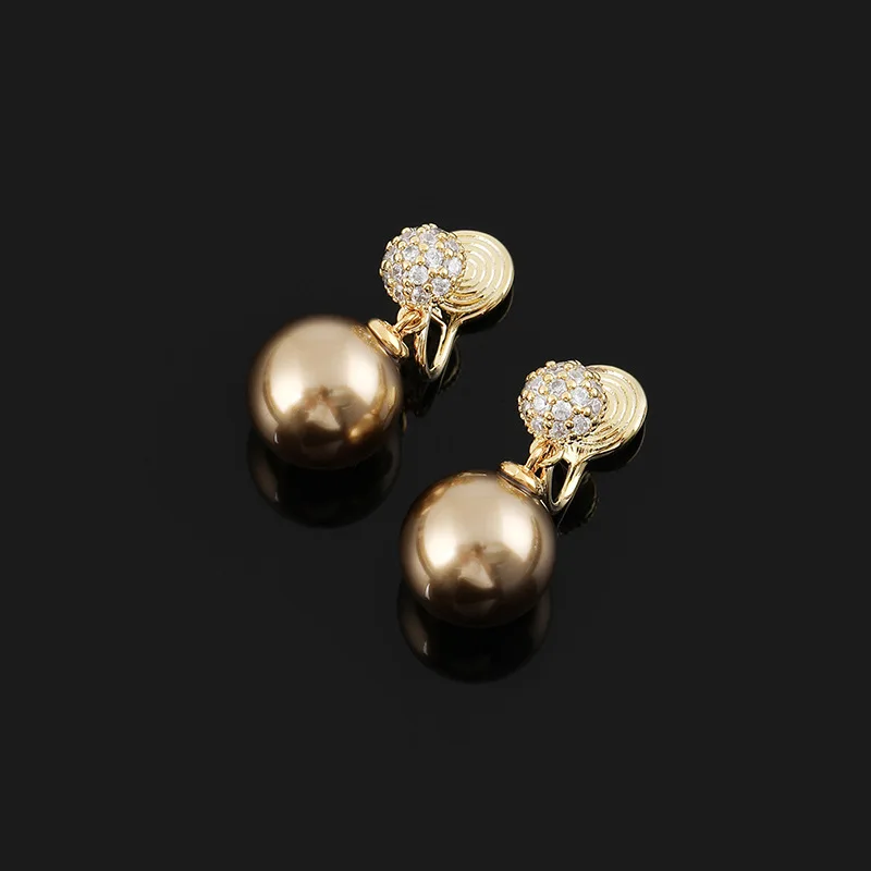 

Новая женская коричневая кристаллическая круглая спираль от комаров, зажим для ушей без отверстия для ушей, простой и универсальный аксессуар в подарок