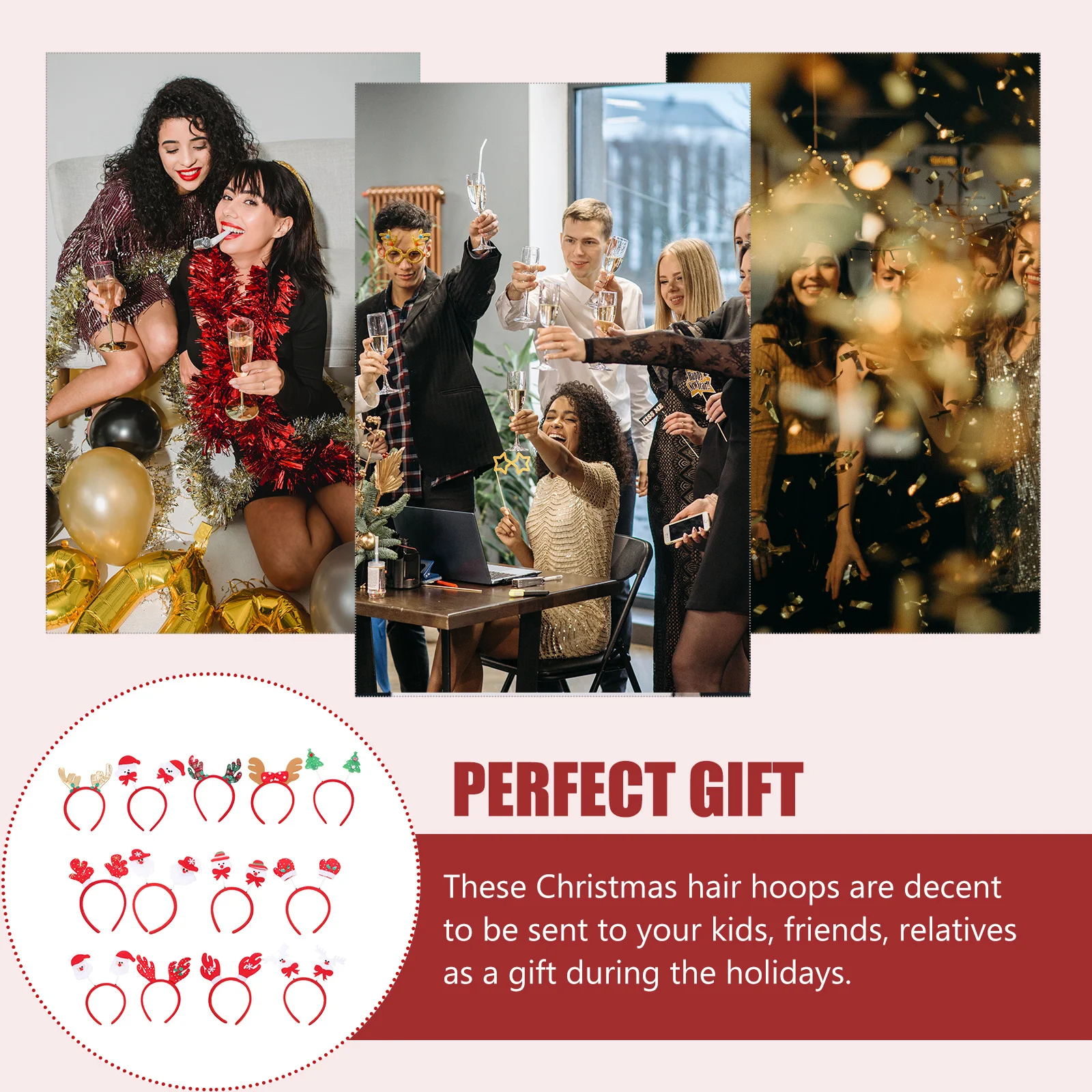 

13Pcs Christmas Hair Hoops Chic Cartoon Cosplay Party Headdress Lovely Xmas Hair Accessories Decoration Christmas Headdress