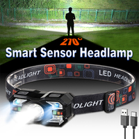 Rechargeable LED Headlamp w/Motion Sensor,5 Modes,Type-C,Waterproof,Adjustable Beam,Camping Hiking Running Fishing Outdoor BBQ