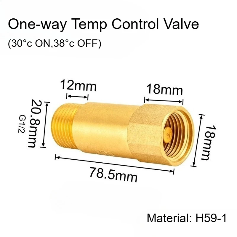 4 Points G1/2 Brass Thermostatic Mixing Valve 30-38℃ Anti-Scald Shower Valve with One-Way Temp Control for Solar Water Heater