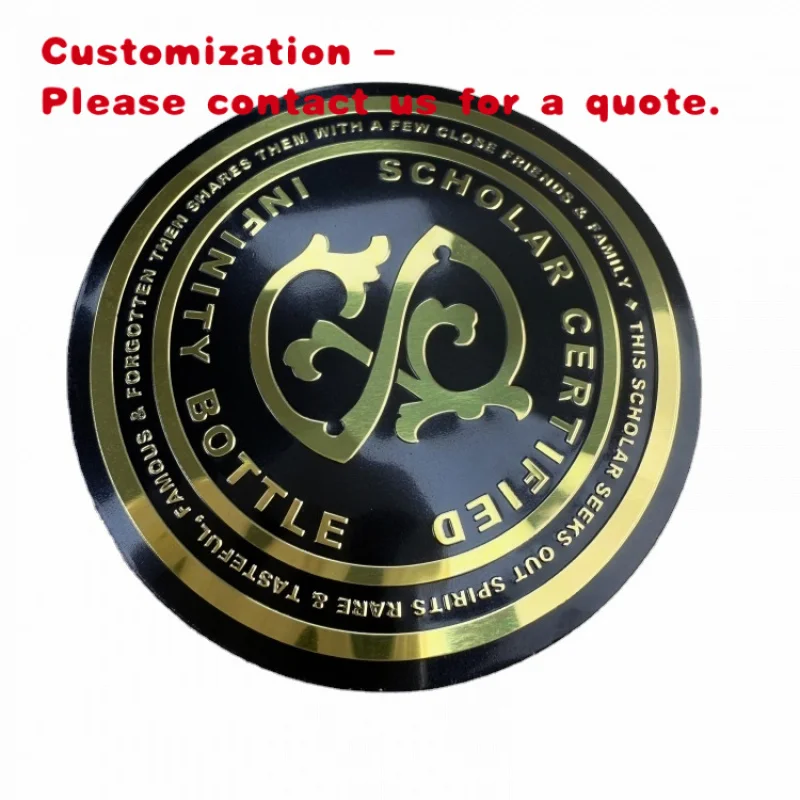 custom.Customize Embossed Aluminium Perfume Bottle Stickers Metal Wine Label Liquor Bottle Labels