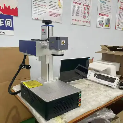 Uv 5 W Fiber Lazer İşaretleme Taş Gravür Makinesi Üst Düzey Masaüstü Bilgisayar