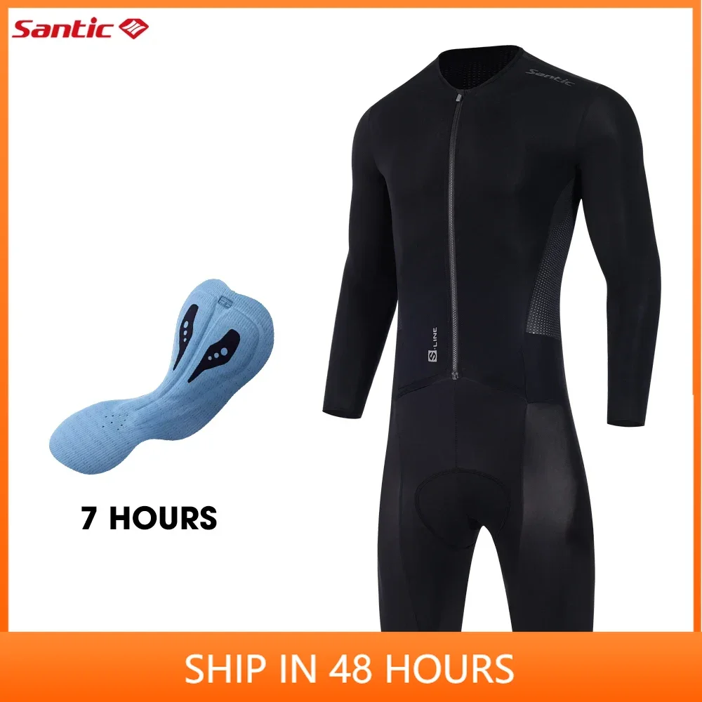 Santic Men's Cycling Bib Shorts Breathable Jumpsuits Cycling Suits Imported Cushion Bicycle Pants Quick Drying