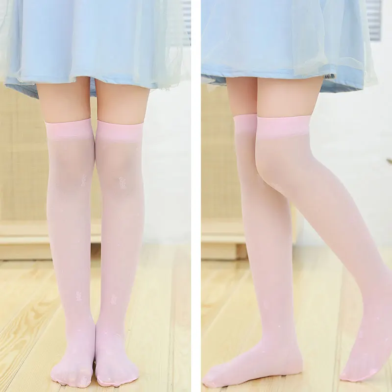 Student Girls middle tube summer thin rabbit stockings princess baby Kids over the knee High quality Anti hook wire Long Socks