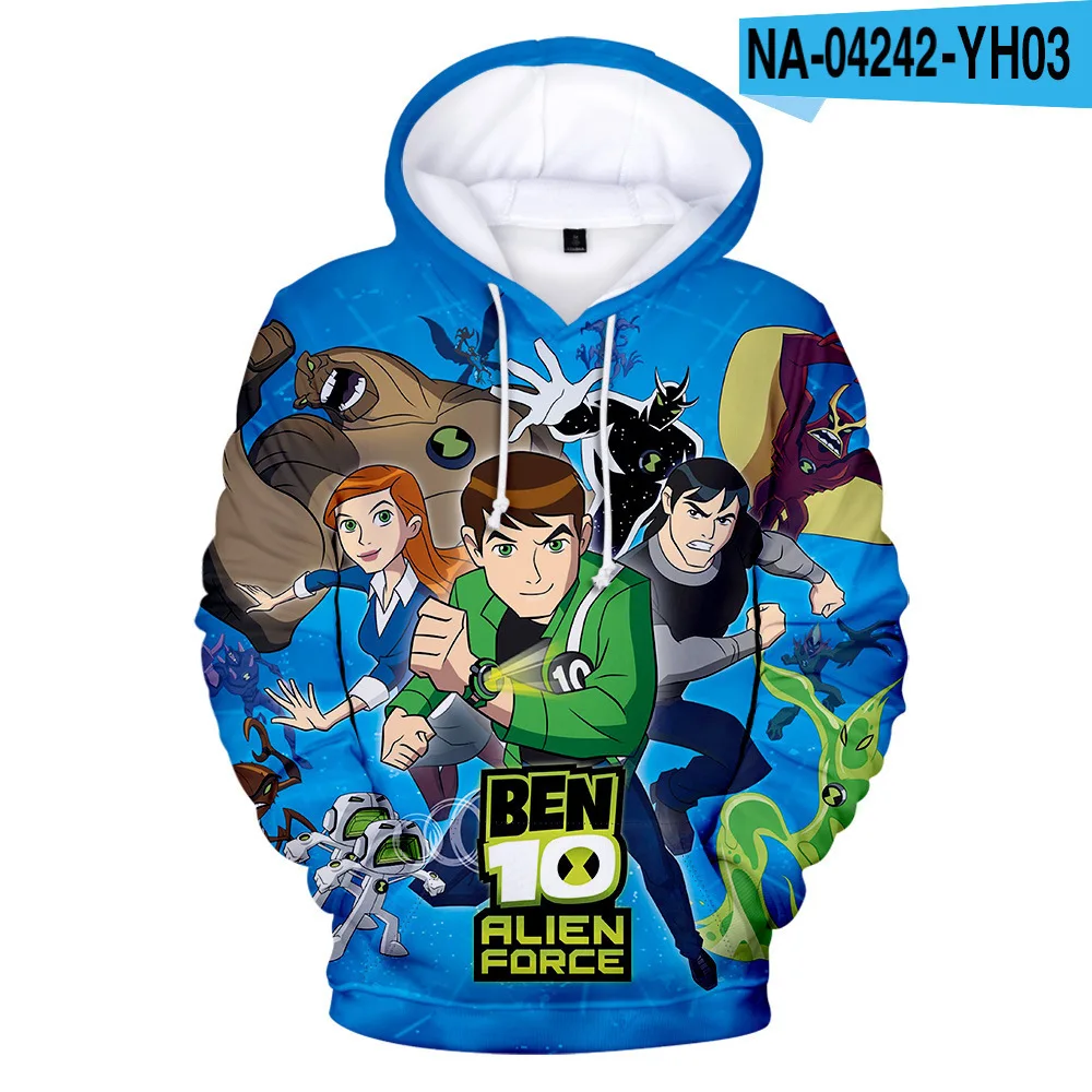 Cartoon Anime Ben10 Alien Force Unisex Hoodie 3D Print Men Women High Quality Tracksuit Oversized Men's Clothing Kids Sweatshirt