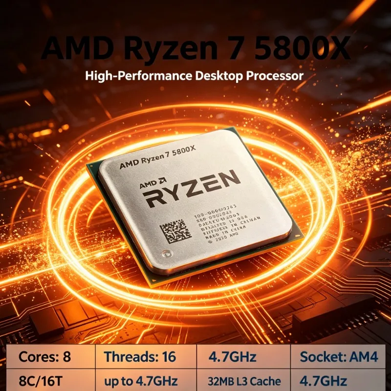 Ryzen 7 5800X Desktop Processor For AM4 B450 B550 X570 Motherboard Upgrade 7nm 8C16T Gaming CPU