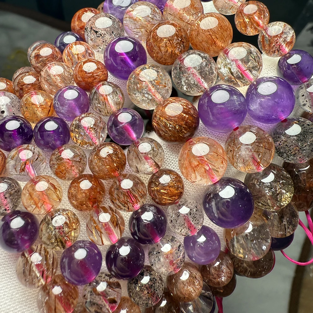 Prestyle Meihan توب الكشمش الأسود الطبيعي سوبر سبعة 7 كوارتز، خرز مستدير ناعم فضفاض، هدية مجوهرات الأزياء، بالجملة