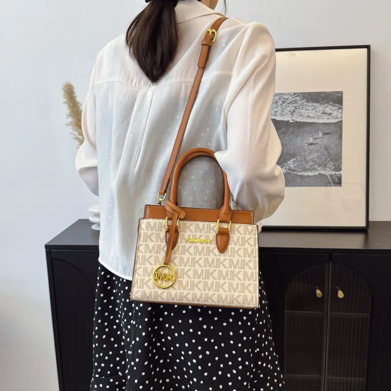 

2025 French-Inspired Vintage Print Tote Bag for Women Adjustable Crossbody Shoulder Purse with Top Handle