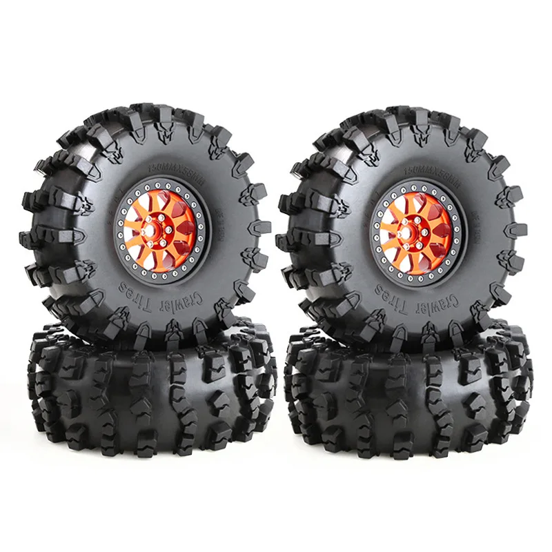 

RC4pcs 150mm 2.2" Metal Beadlock Wheel Rim Tire Set for 1/10 RC Crawler Car Axial SCX10 Pro Wraith Capra RR10 RBX10 Traxxas TRX4