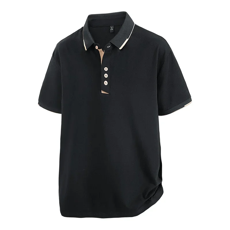 Plus Size 7XL 8XL Summer New Elegant Style Mens Polo Shirts Short Sleeve Business Formal Office Shirt Collar Polo Shirts Man