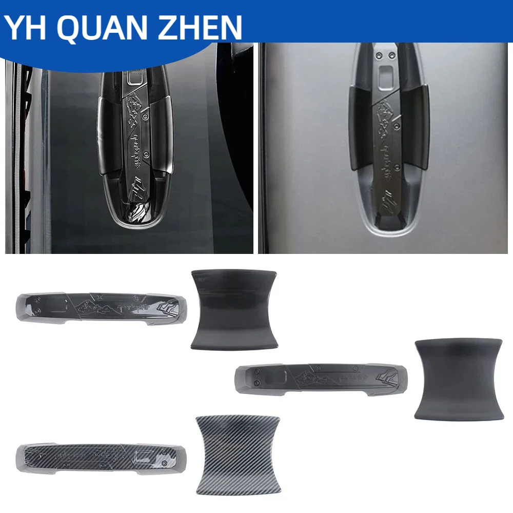 YH QUAN ZHEN for GMW Haval H9 2024-2026 Black Rear Trunk Tailgate Door Handle Bowl Cover Trim Car Refit Anti Scratch Carbon Fibe