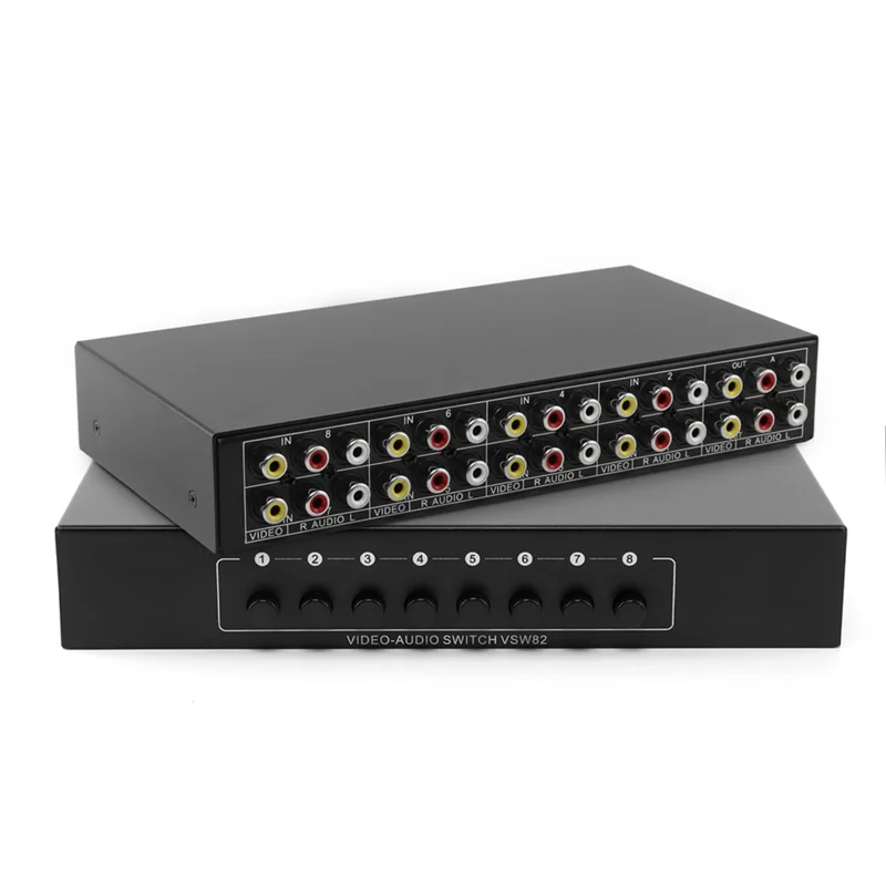 ABGI-8 In 2 Out AV Switcher 8 Way RCA Switcher 3 RCA Video L/R Audio Switch Box Selector