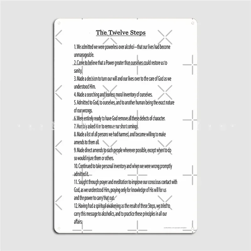 The 12 Steps 12 Traditions Also Available See Link In Artists Notes Below Metal Sign Club Bar Wall Decor Tin Sign Poster