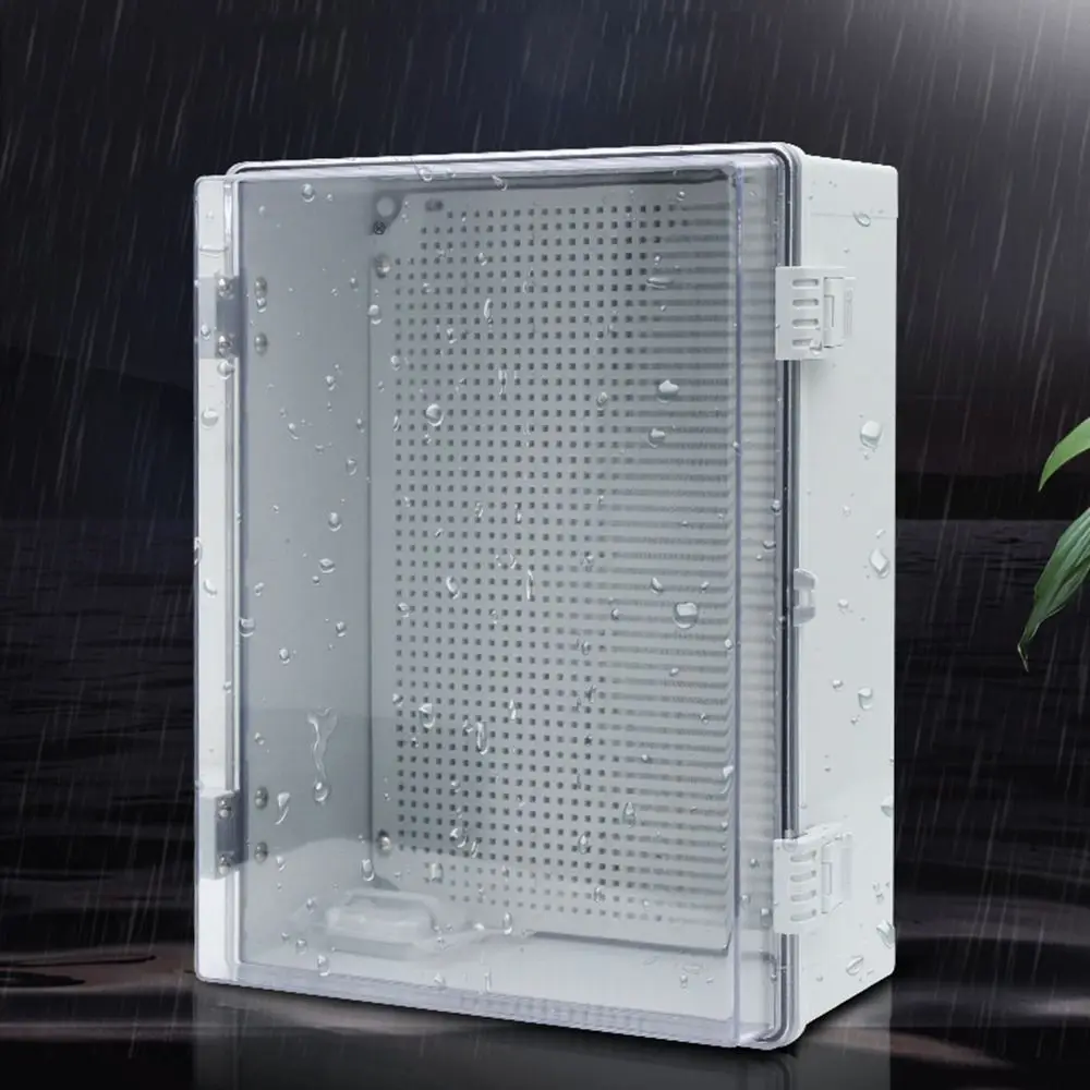 IP66 Waterproof Junction Box Gray/Transparent Cover Wall Mounted Distribution Box Dustproof Reinforced Lock