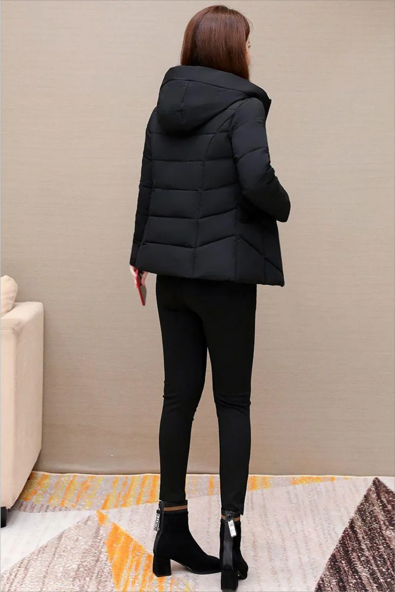 2023 Casual hooded cotton-padded lady slimming cotton-padded Korean fashion mom high-end coat lady