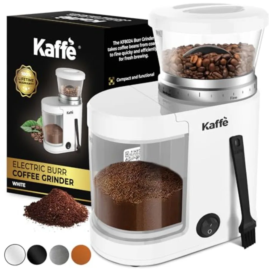 

Kaffe Electric Burr Coffee Grinder 5.5oz w/Adjustable Coarseness Settings - Flat Burr - [New Upgraded Motor ] - Precision Coffe