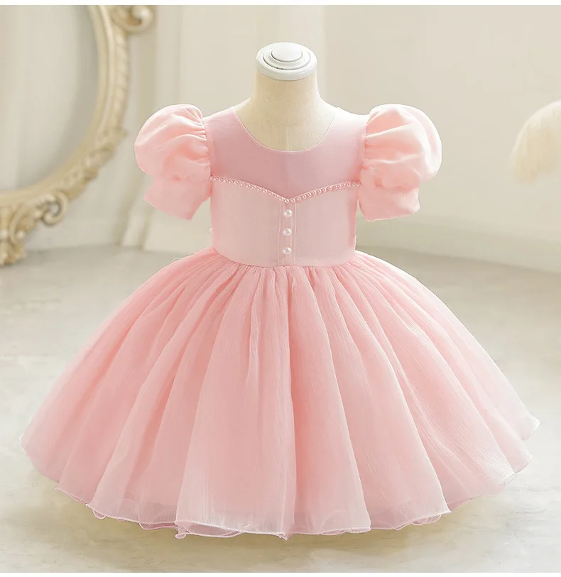 Princess Dress for Baby Girl Kid's Party Wear Solid Child Holiday Outfit Elegant Toddler Girls Clothing