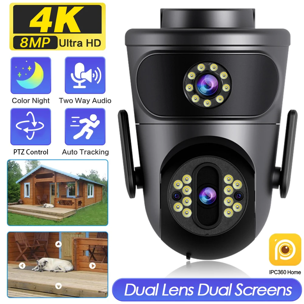 

4K 8MP HD камера видеонаблюдения Wi-Fi Открытый двойной объектив Беспроводные IP-камеры безопасности PTZ Smart Wi-Fi камера видеонаблюдения IPC360 Home