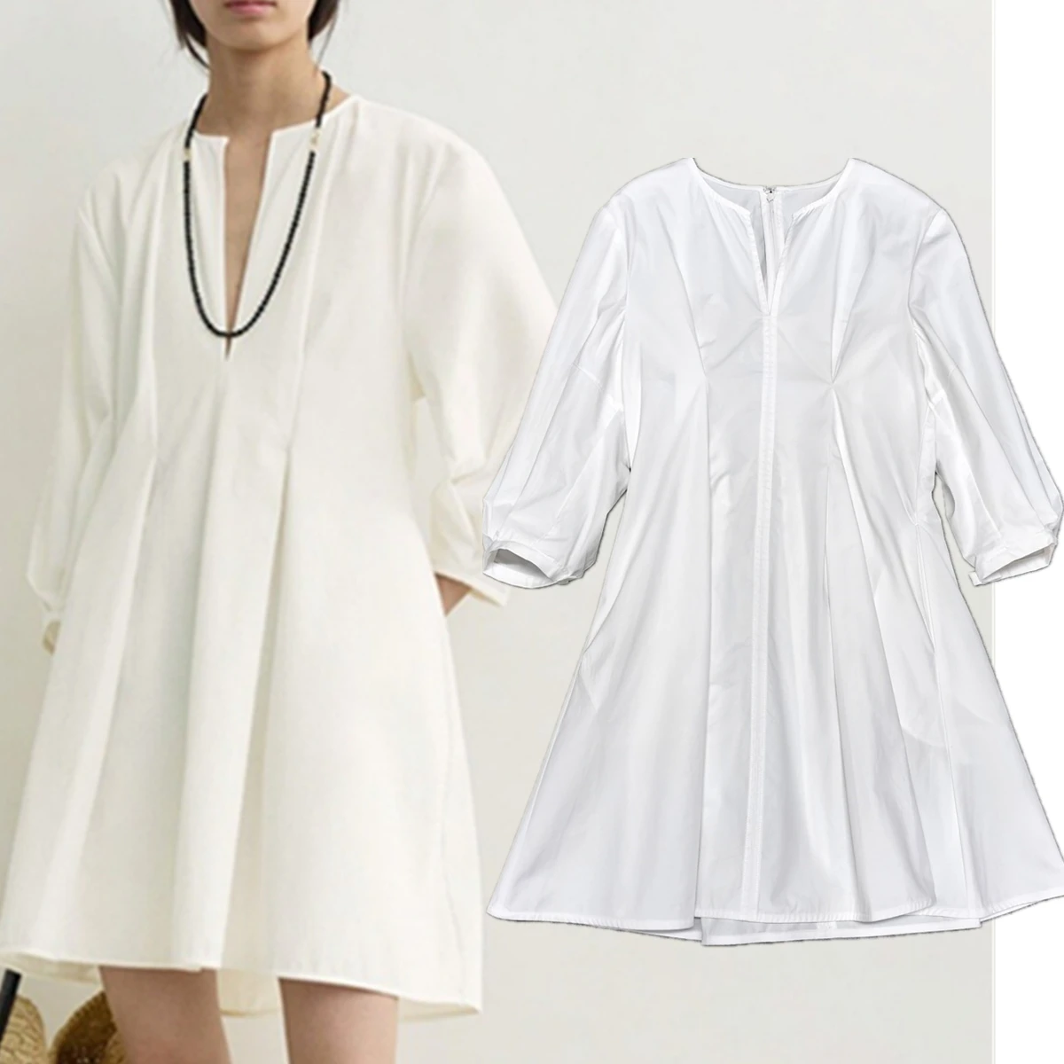 

Dave&di French Elegant Pure Cotton Mini Party Dress Women's Casual Dresses Minimalist Female Clothing Summer Dresses For Women