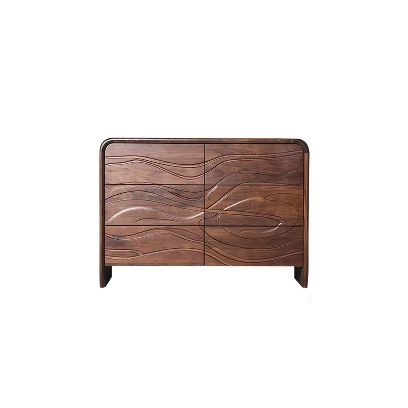 

1 Medieval solid wood bedroom wall locker high grade six drawer North American black walnut locker