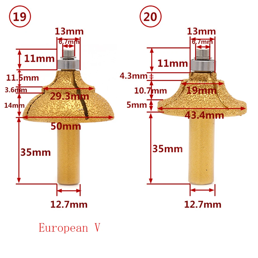 1 Pcs Vaccum Brazing Diamond Trimming Cutter Grinding Head for Ceramic Quartz Pebble Stone Carving Milling