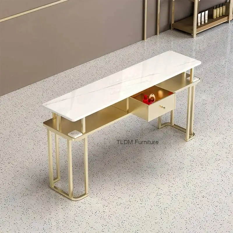 

Современный маникюрный стол Art Nordic с мраморной столешницей, дизайнерский, железный, для салонов красоты и маникюра, мебель для салонов красоты FYNT